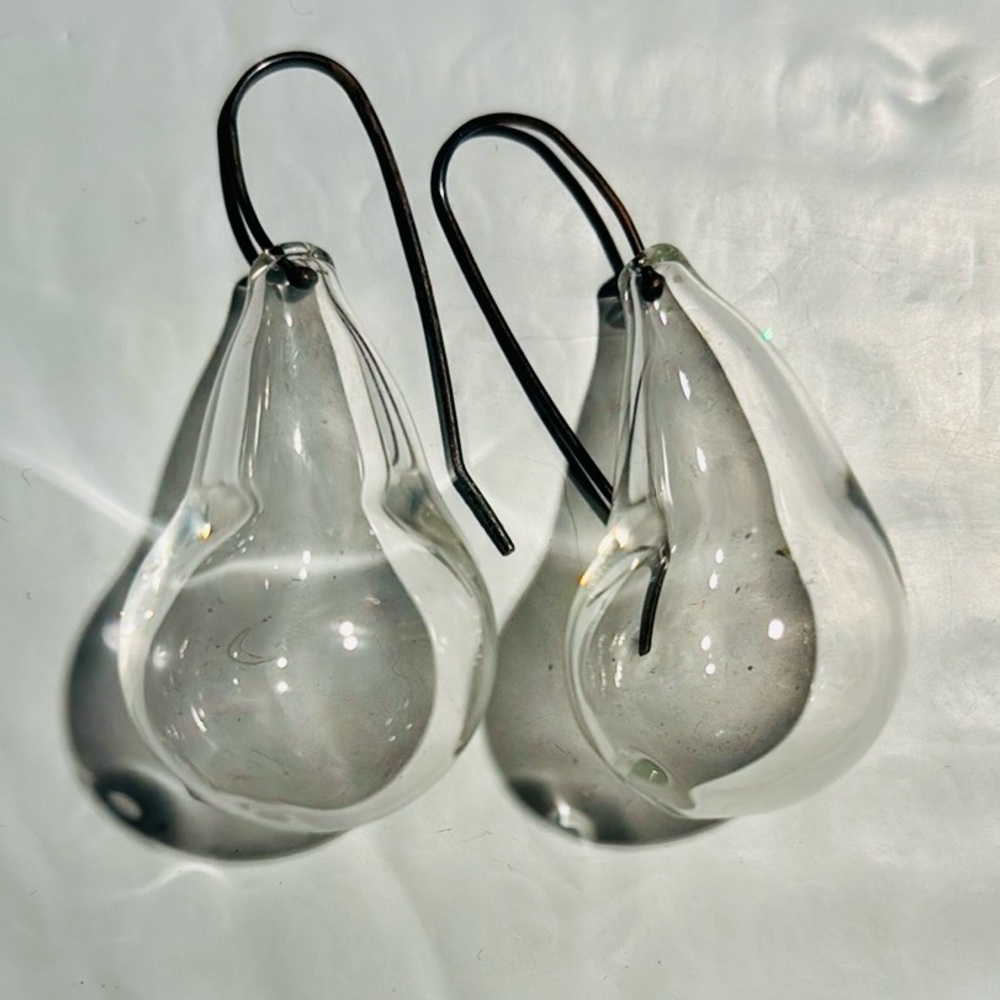Handmade Clear Glass Teardrop Earrings